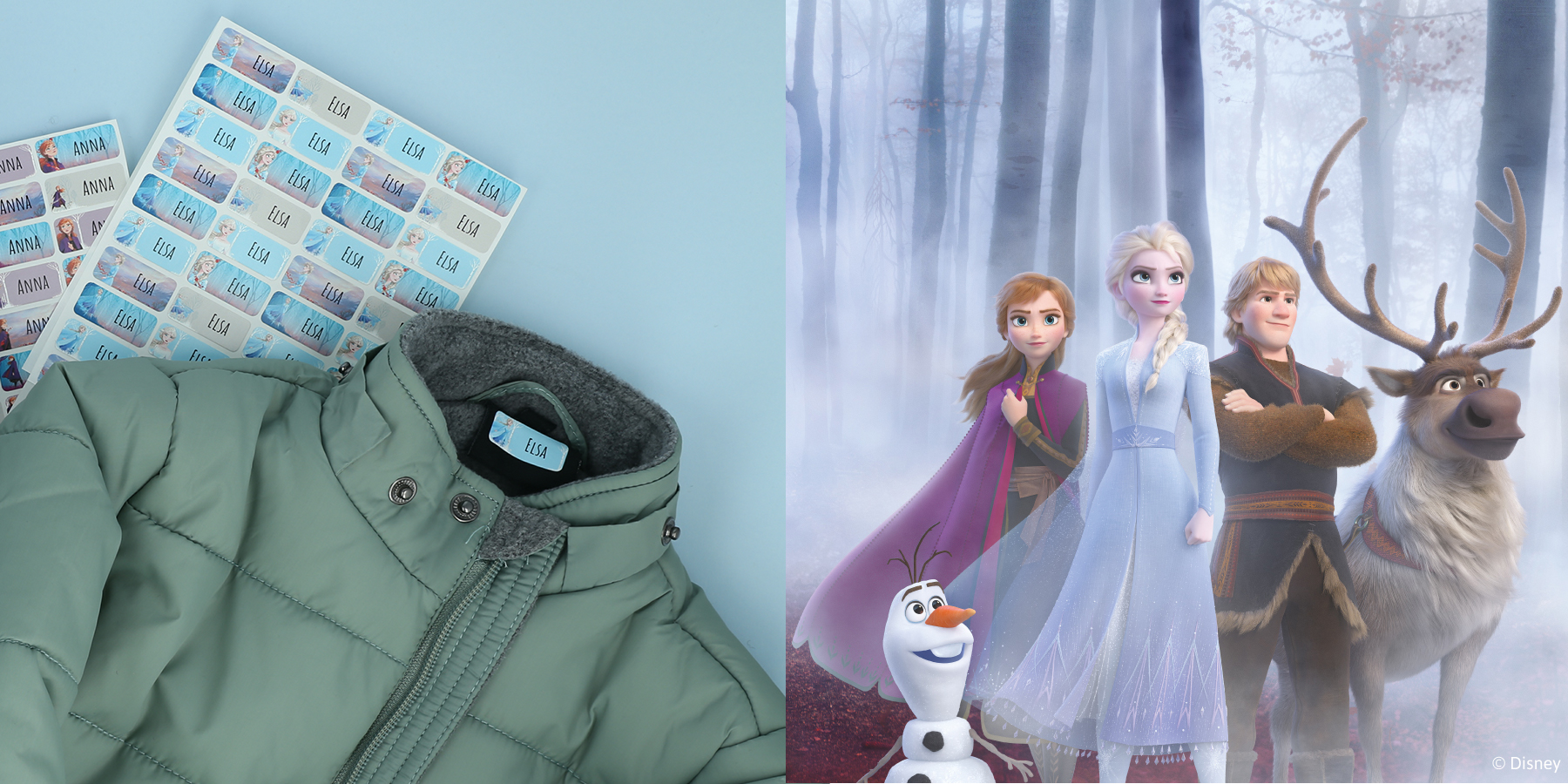 Navnelapper med Frost - Anna og Elsa