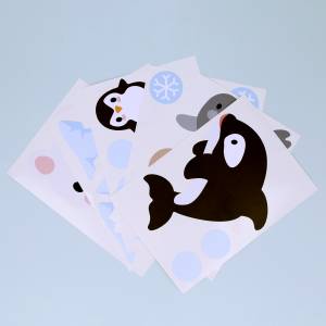 Veggdekor med pingviner, fjellrev, hvalross og isbjørn