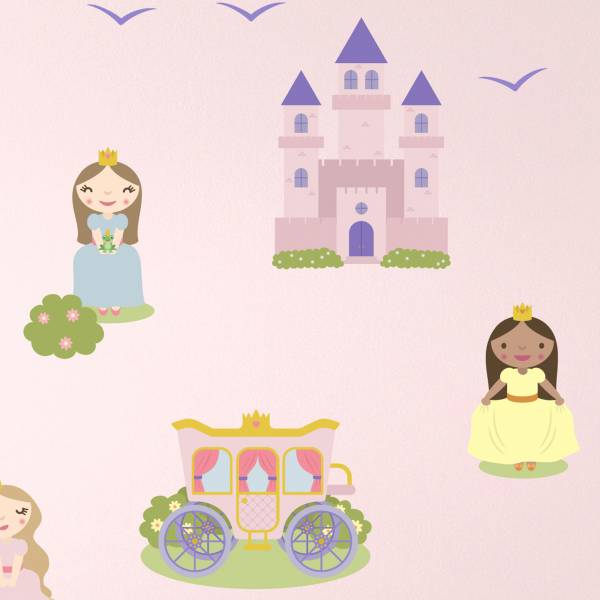 Wallstickers med prinsesser og slott - veggdekor