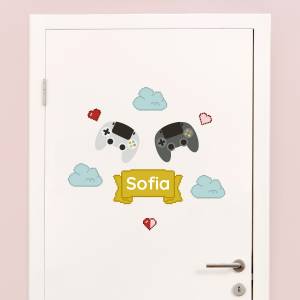 Dørdekor gaming konsoll gul