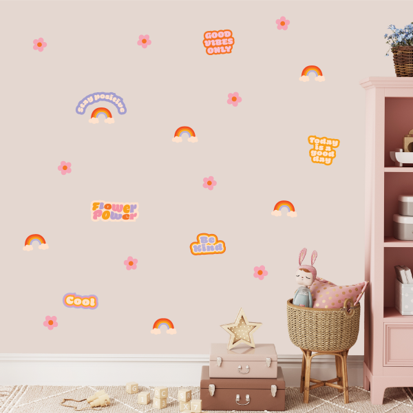 Retro wallstickers - veggdekor med flower power