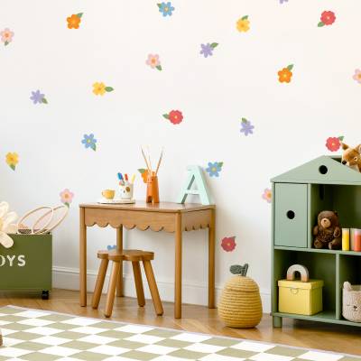Veggdekor med markblomster på barnerom